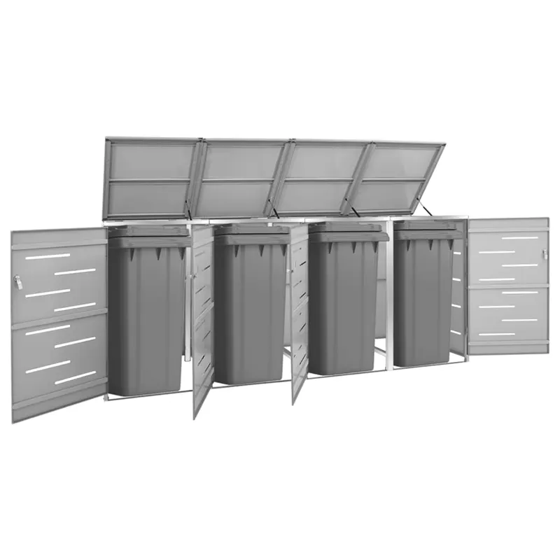 magazie pentru patru pubele 276,5x77,5x112,5 cm otel inoxidabil
