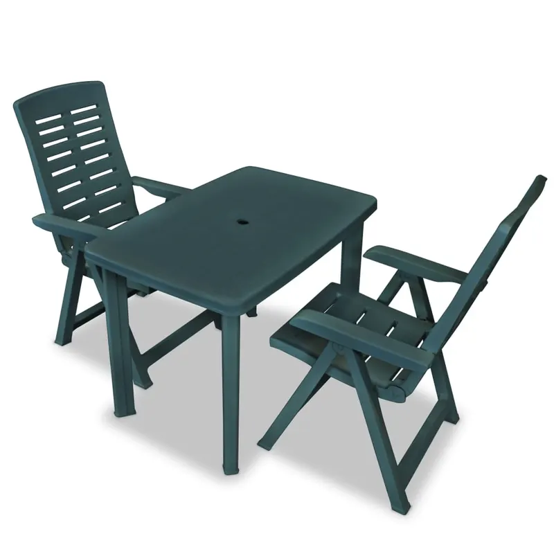 set mobilier bistro, 3 piese, verde, plastic