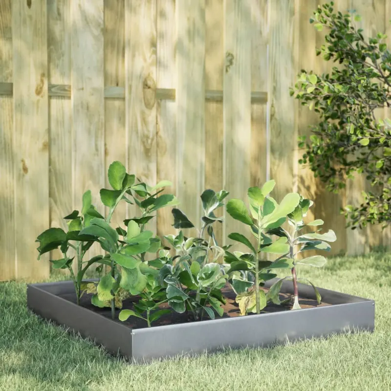 strat inaltat de gradina, 100x100x26 cm, otel galvanizat