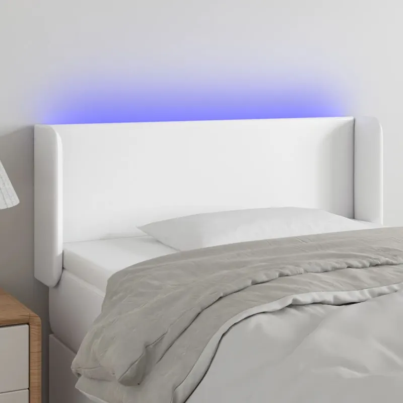 tablie de pat cu led, alb, 103x16x78/88 cm, piele ecologica