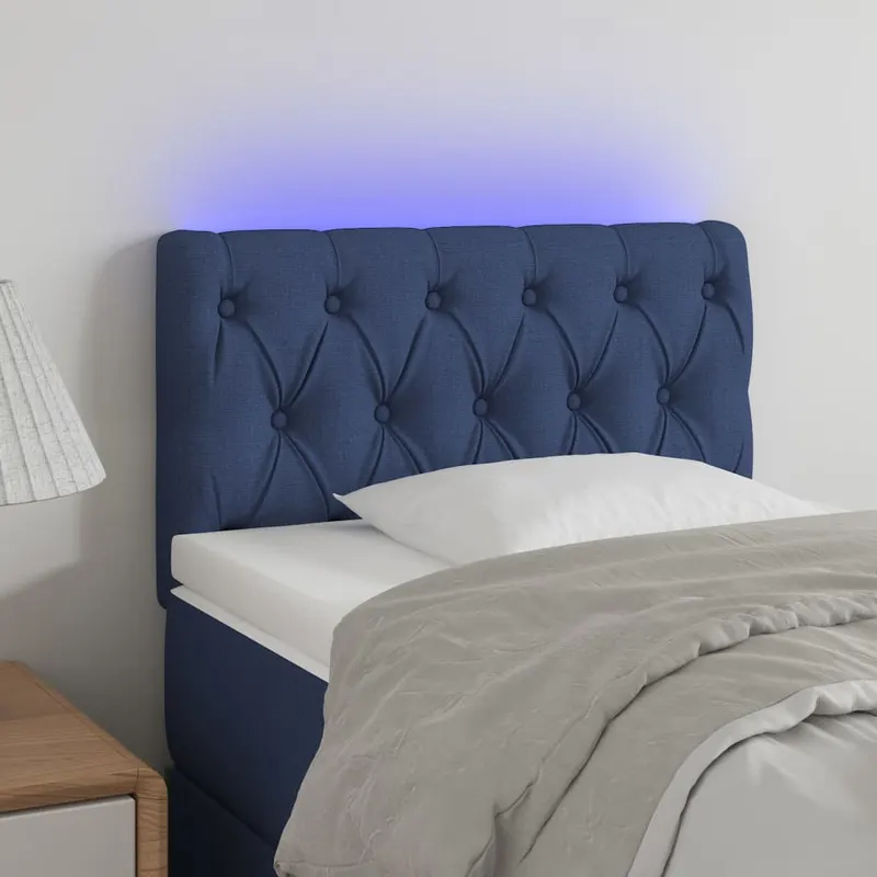 tablie de pat cu led, albastru, 80x7x78/88 cm, textil