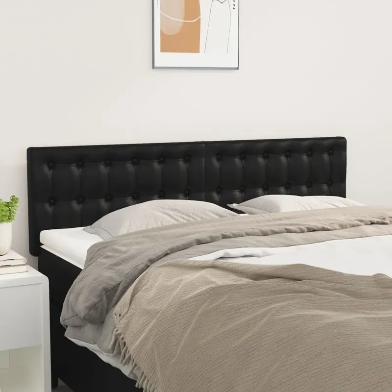 tablii de pat, 2 buc., negru, 72x5x78/88 cm, piele ecologica
