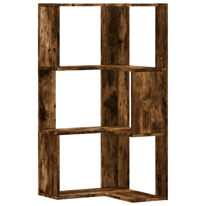 biblioteca 3 niveluri stejar fumuriu 50x50x102cm lemn prelucrat