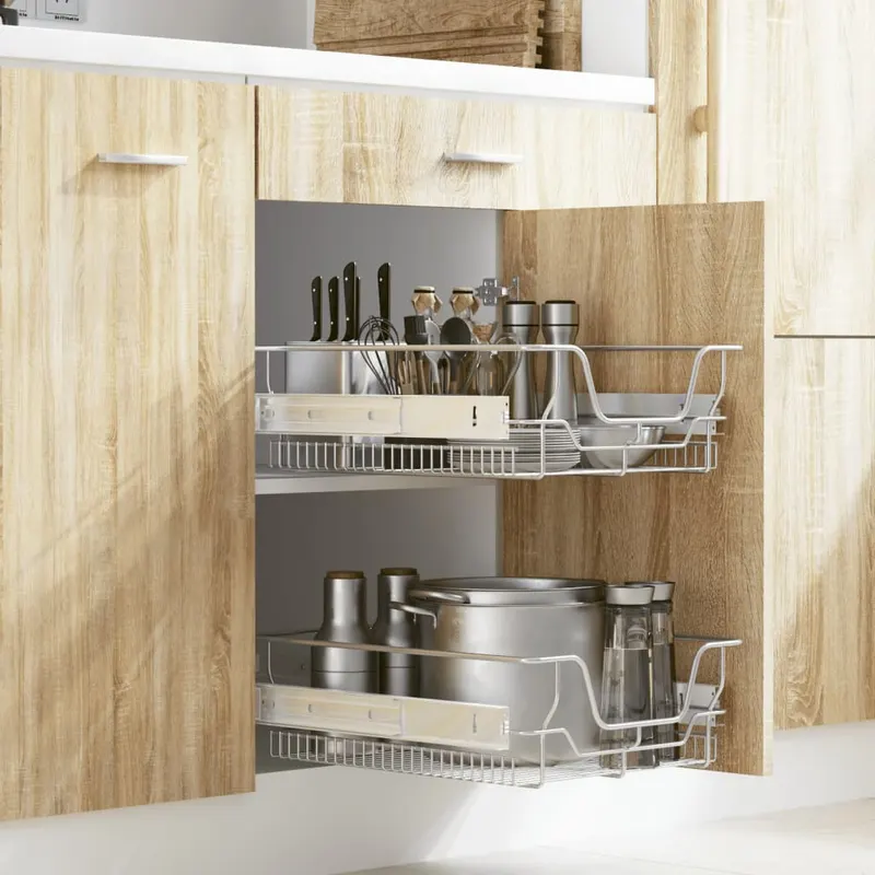 cosuri retractabile din sarma, 2 buc., argintiu, 45 cm