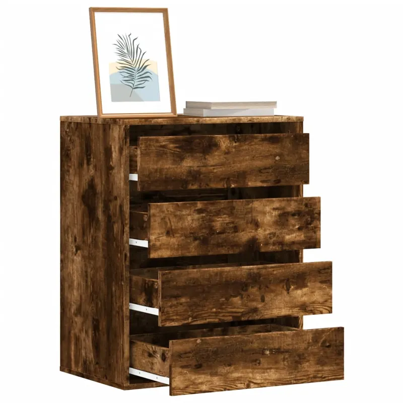 dulap colt cu sertare stejar fumuriu 60x41x76 cm lemn prelucrat