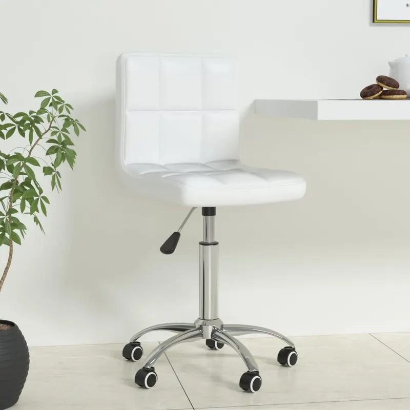 scaun de birou pivotant, alb, piele ecologica