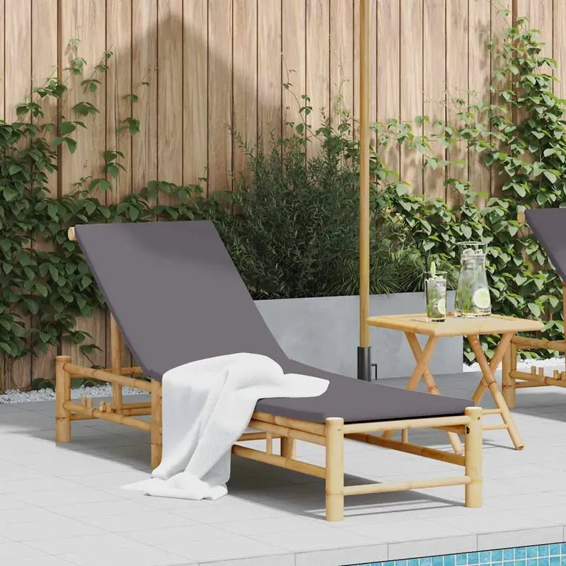 sezlong cu perne 55x199x30 cm bambus