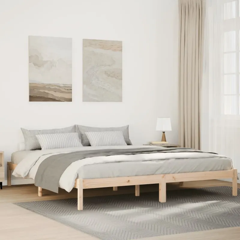 cadru pat foarte lung fara saltea, 180x220 cm, lemn masiv pin