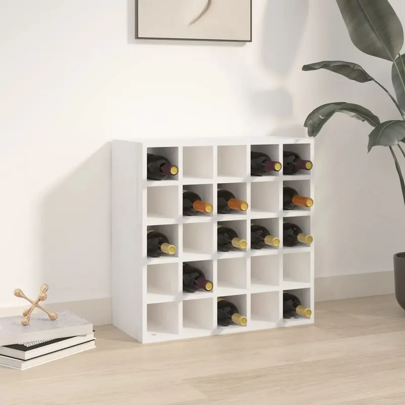 dulap de vinuri, alb, 56x25x56 cm, lemn masiv de pin