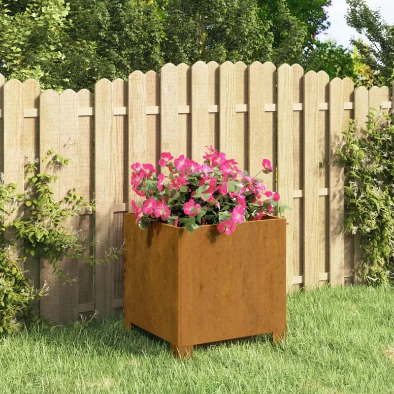 jardiniera cu picioare, ruginiu, 32x30x33 cm, otel corten