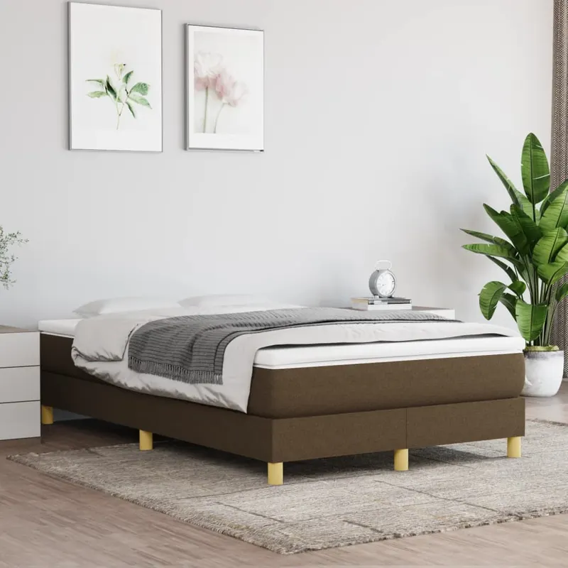 cadru de pat fara saltea, maro inchis, 120x200 cm, textil