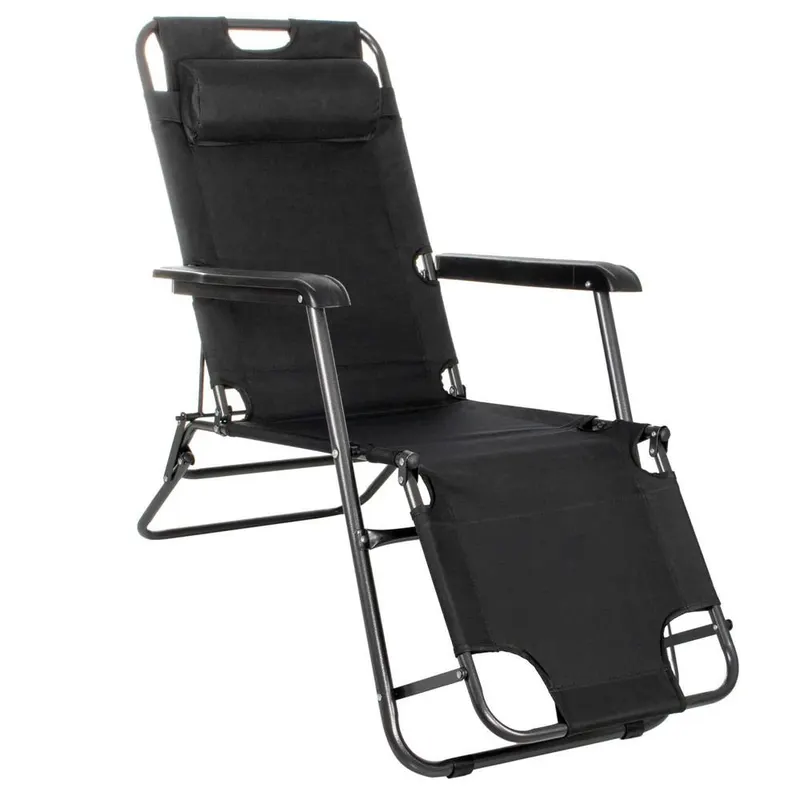Sezlong pliabil relax zero gravity reglabil compact metal, 80x60x153 cm, usor de pliat, negru