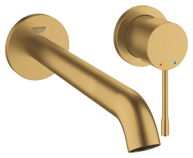 Baterie lavoar Grohe 19967GN1, Essence, pe perete, 230 mm, necesita valva, mat, auriu