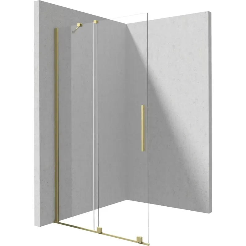 Paravan dus sticla securizata walk-in cu usa glisanta, 120x195 cm, auriu periat, Deante Prizma