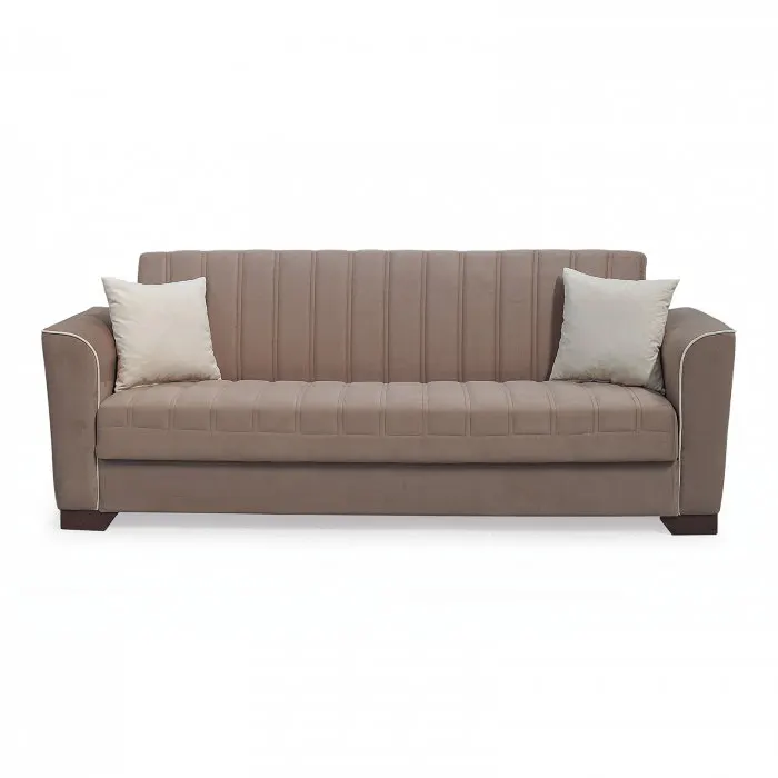 Canapea QUEEN extensibila, 3 locuri, cu arcuri si lada depozitare, cappuccino, 218x70x80 cm