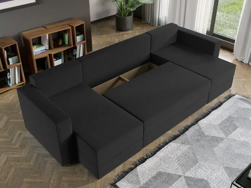 Coltar U Extensibil cu lada Alfa negru — imaginea 3