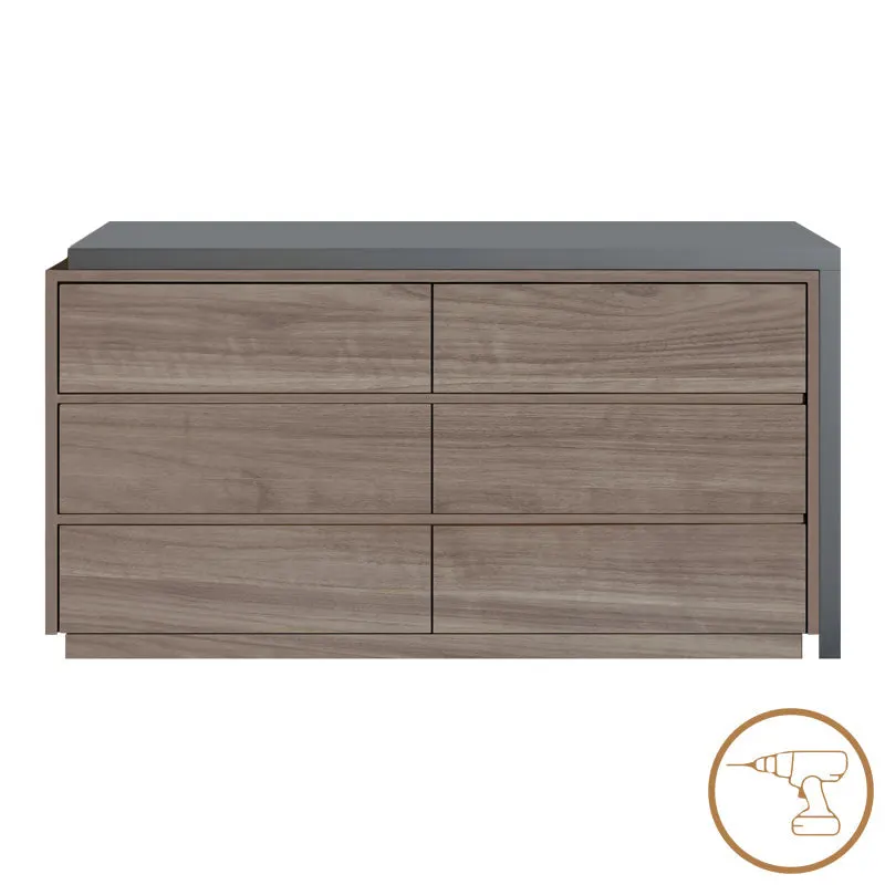 Birou Multicolorfunctional cu sertar integrat, Reaze, deschis nuc-antracit, 120x50x74 cm - Nuc