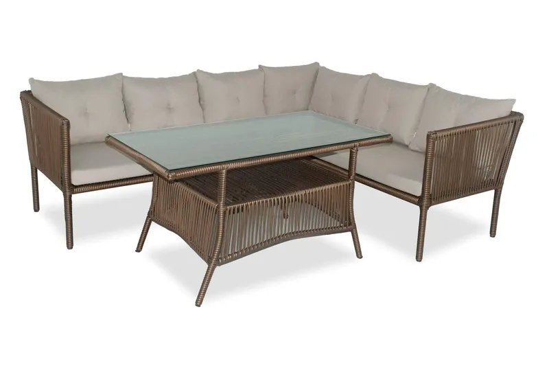 Set De Lounge De Grădină Shangai 5, Crem, 224X62X180 Cm - Multicolor