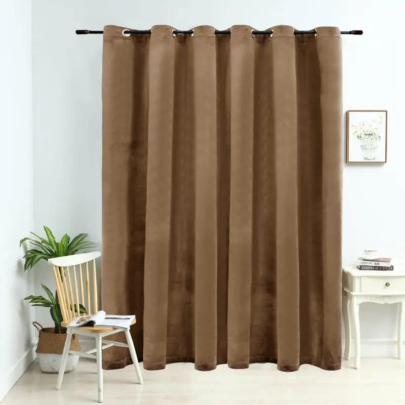 draperie opaca cu inele metalice, bej, 290 x 245 cm, catifea