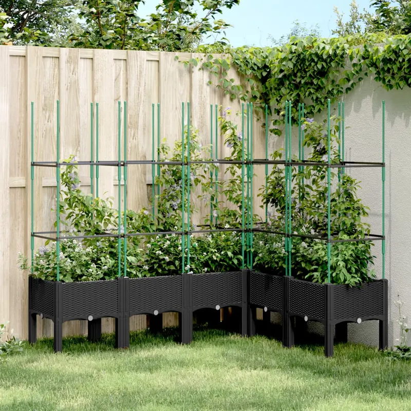 jardiniera de gradina cu spalier, negru, 160x120x142,5 cm, pp