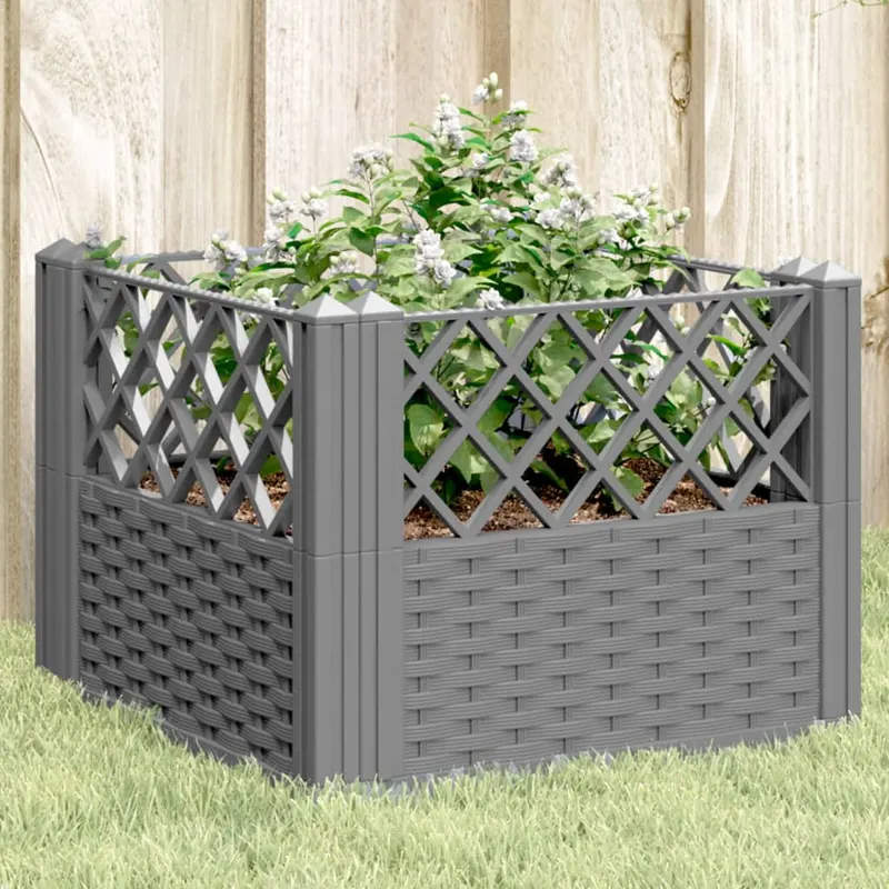 jardiniera gradina cu tarusi gri deschis, 43,5x43,5x43,5 cm, pp