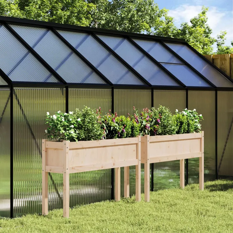 jardiniere de gradina cu picioare, 2 buc., lemn masiv de pin