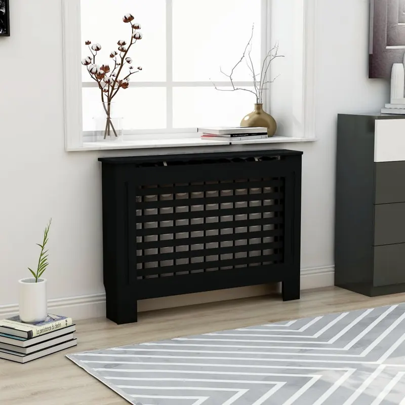 masca pentru calorifer, negru, 112 x 19 x 81,5 cm, mdf