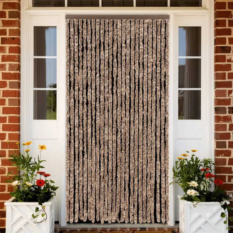 perdea pentru insecte, bej si maro inchis, 100x200 cm, chenille