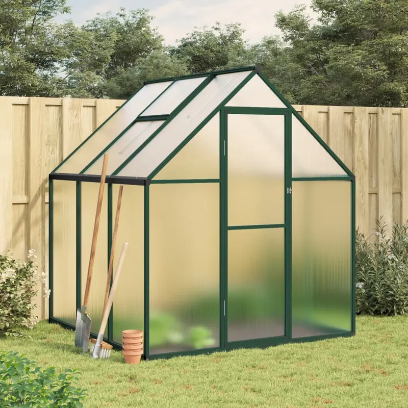 sere cu cadru de baza, verde, 169x169x195 cm, aluminiu