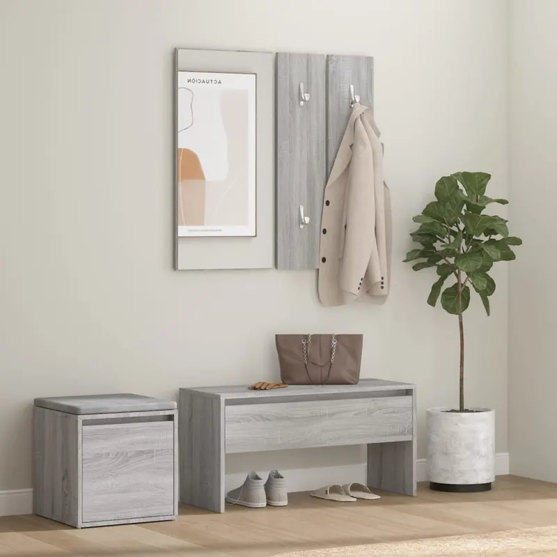 set de mobilier pentru hol, gri sonoma, lemn prelucrat