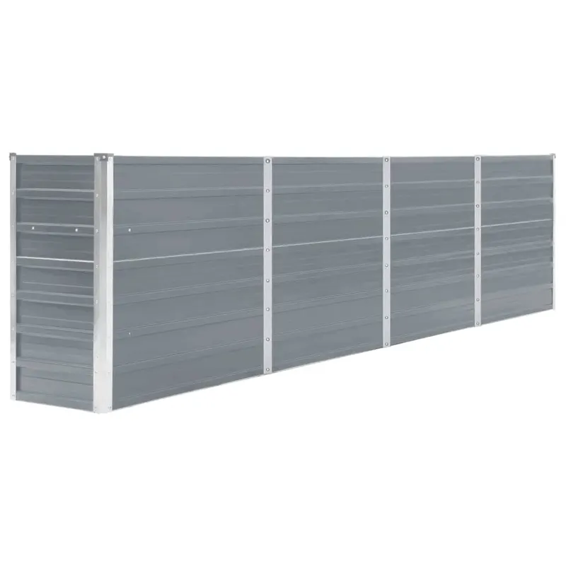 strat inaltat gradina, gri, 320 x 40 x 77 cm, otel galvanizat