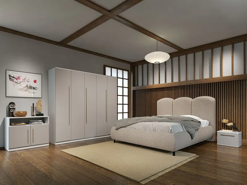 Set dormitor Casmir cu pat tapitat fix - Tokio - C05