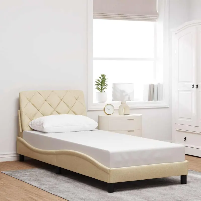 Cadru de pat fara saltea crema 90x190 cm tesatura