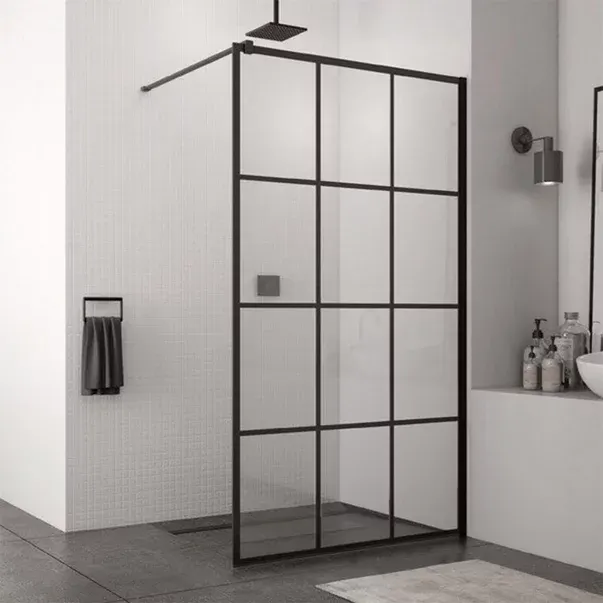 Paravan de dus tip Walk-in SanSwiss Easy STR4P Loft 75 negru mat 140x200 cm sticla securizata 8 mm