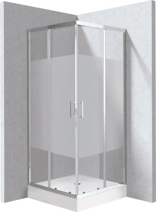 Cabina de dus crom patrata cu cadita alba 80x80 cm cu sticla model dunga Deante Funkia Evo