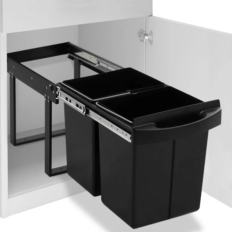 Cos gunoi retractabil pentru dulap bucatarie, silentios, 48 l