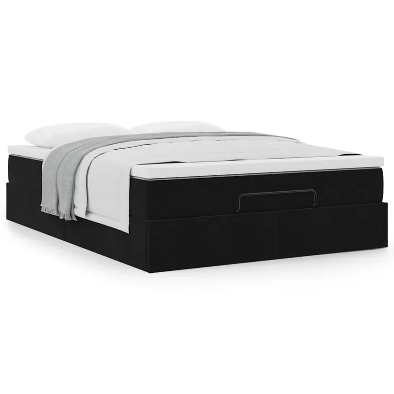 cadru de pat otoman cu saltea neagra 140x190cm catifea