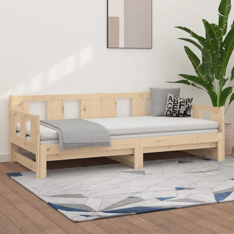 pat extensibil de zi, 2x(90x190) cm, lemn masiv de pin