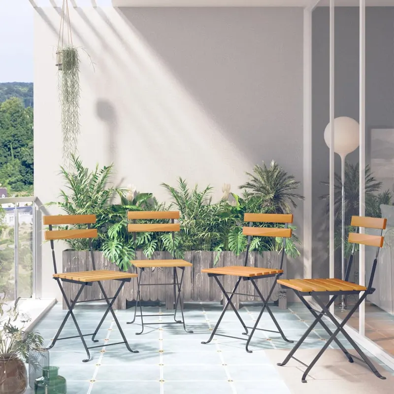 scaune bistro pliabile, 4 buc., lemn masiv acacia
