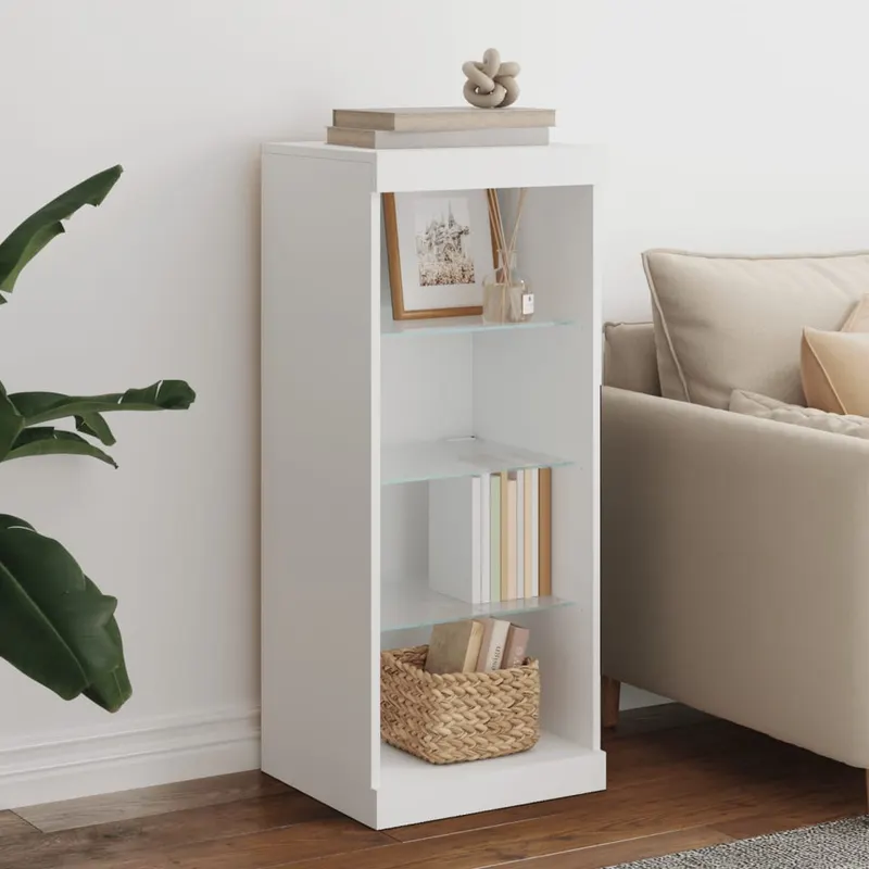 servanta cu lumini led, alb, 41x37x100 cm
