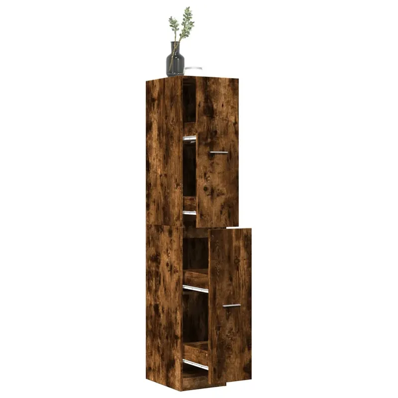 dulap de farmacie stejar fumuriu, 30x41x174,5cm, lemn prelucrat