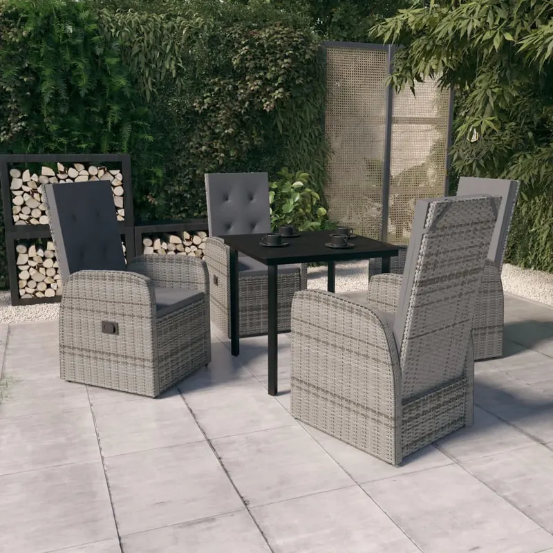 set mobilier pentru gradina cu perne, 5 piese, gri