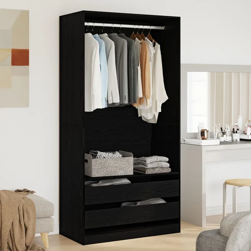 dulap negru din stejar 100x50x200 cm din lemn prelucrat