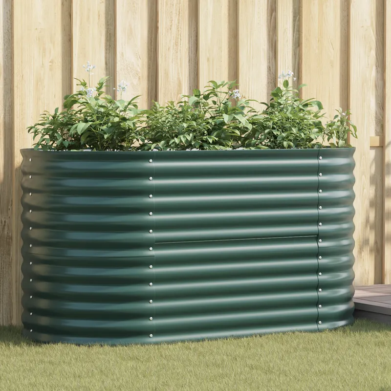 pat ridicat pentru gradina verde 160x80x81 cm din otel galvanizat