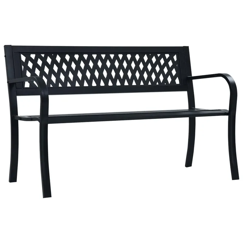 banca de gradina din otel, negru, 120 cm