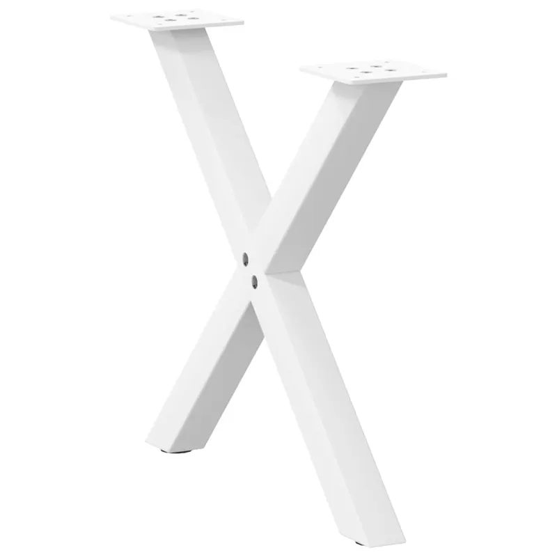 picioare masuta cafea in forma de x 2 buc alb 60x(42-43)cm otel