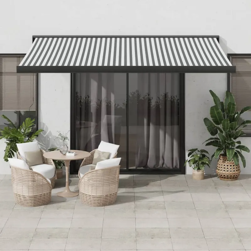 copertina retractabila antracit/alb, 4x3 m, textil/aluminiu