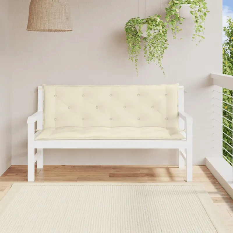 perna banca de gradina alb crem, 150x(50+50)x7cm, textil oxford