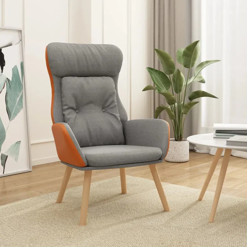 scaun de relaxare, gri deschis, textil si pvc
