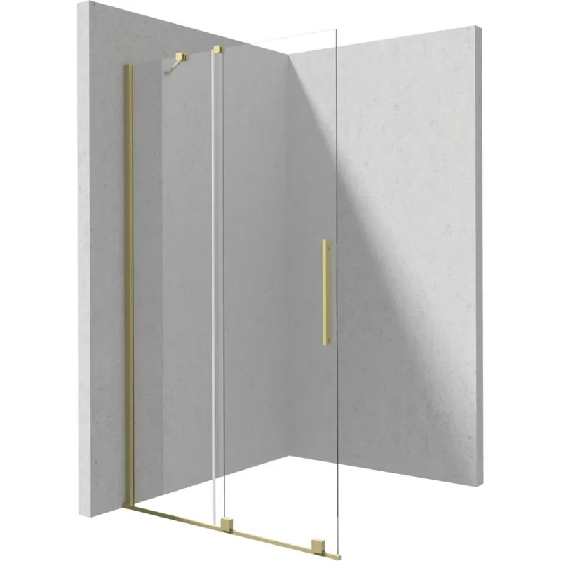 Paravan dus sticla securizata walk-in cu usa glisanta, 90x195 cm, auriu periat, Deante Prizma